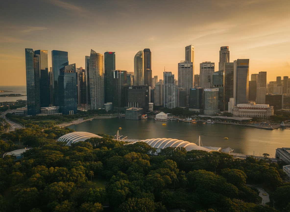 Singapore skyline overlooking Marina Bay